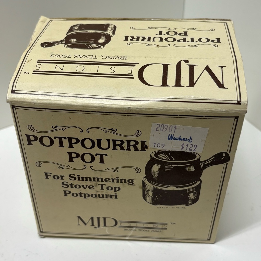 Vintage 80s glazed ceramic 2-piece pot for simmering stovetop potpourri with box - Picture 7 of 12